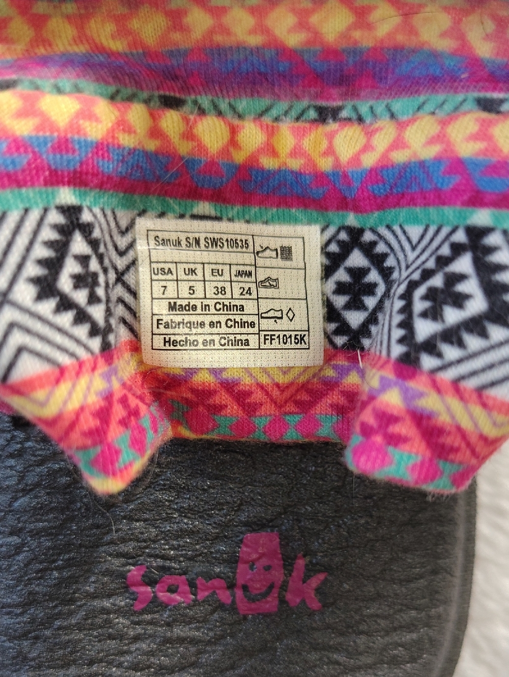 Sanuk Yoga Mat Sling 2 Sandals with Colorful Aztec Tribal Print Size 7 - Picture 4 of 7